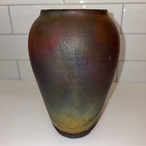 Handcrafted Multicolor Ceramic Vase Raku - Picture 10 of 16